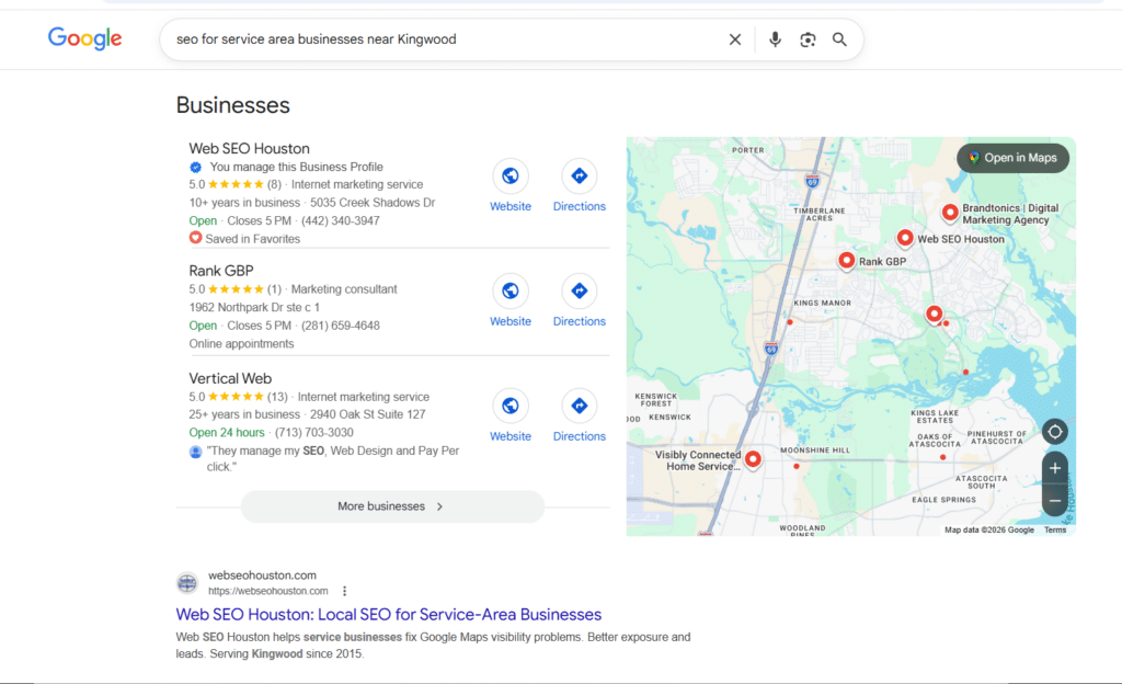 Web SEO Houston screenshot - Local SEO Agency, Kingwood Texas