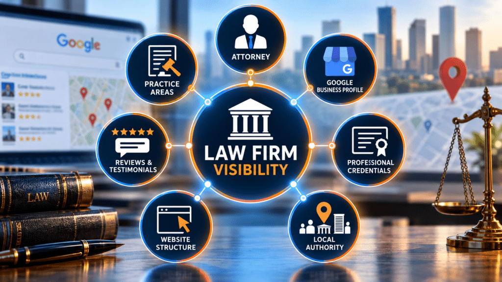 Law firm visibility signals for attorney Local SEO