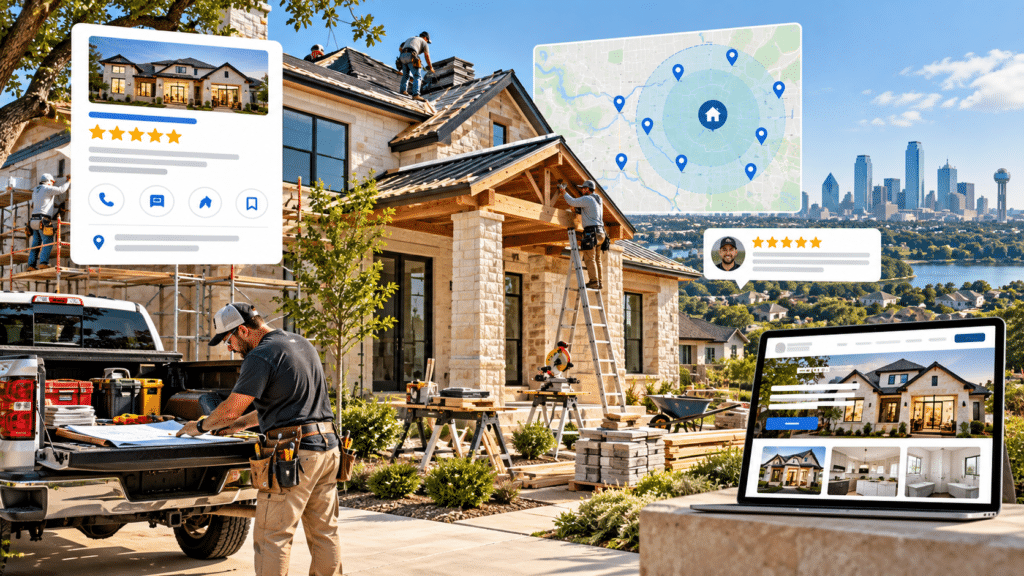 Local SEO for contractors connecting website Google Business Profile service areas reviews and project trust signals